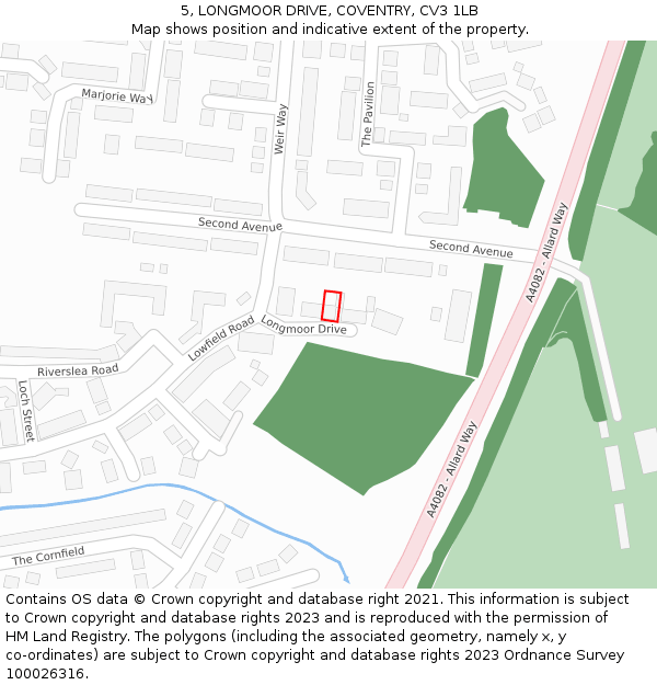 5, LONGMOOR DRIVE, COVENTRY, CV3 1LB: Location map and indicative extent of plot