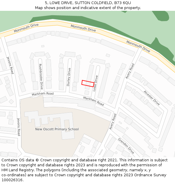 5, LOWE DRIVE, SUTTON COLDFIELD, B73 6QU: Location map and indicative extent of plot