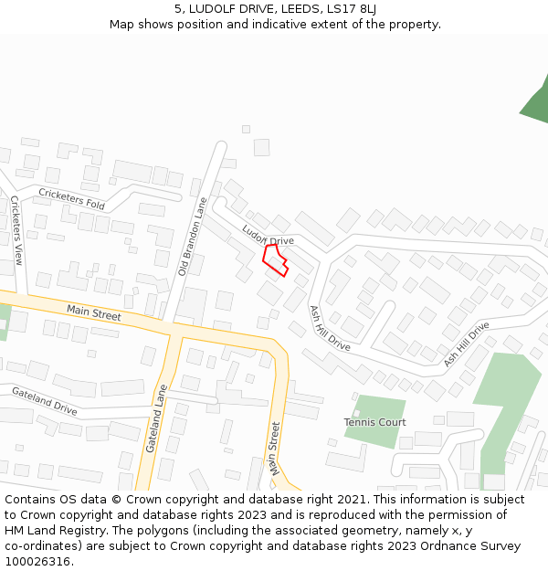 5, LUDOLF DRIVE, LEEDS, LS17 8LJ: Location map and indicative extent of plot