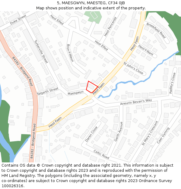 5, MAESGWYN, MAESTEG, CF34 0JB: Location map and indicative extent of plot