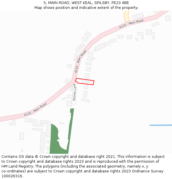 5, MAIN ROAD, WEST KEAL, SPILSBY, PE23 4BE: Location map and indicative extent of plot