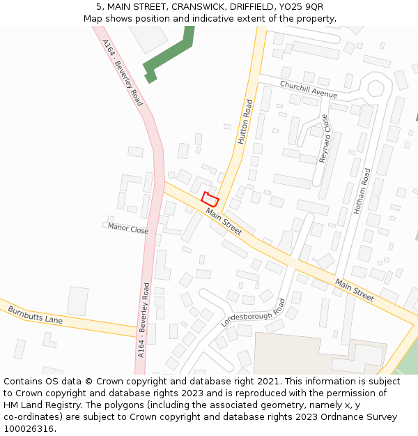 5, MAIN STREET, CRANSWICK, DRIFFIELD, YO25 9QR: Location map and indicative extent of plot