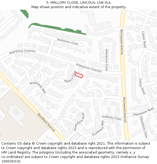 5, MALLORY CLOSE, LINCOLN, LN6 0UL: Location map and indicative extent of plot