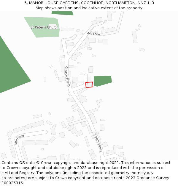 5, MANOR HOUSE GARDENS, COGENHOE, NORTHAMPTON, NN7 1LR: Location map and indicative extent of plot