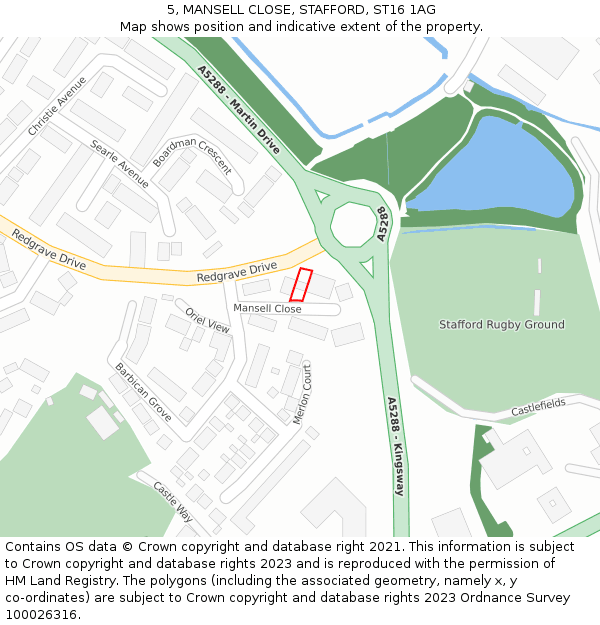 5, MANSELL CLOSE, STAFFORD, ST16 1AG: Location map and indicative extent of plot
