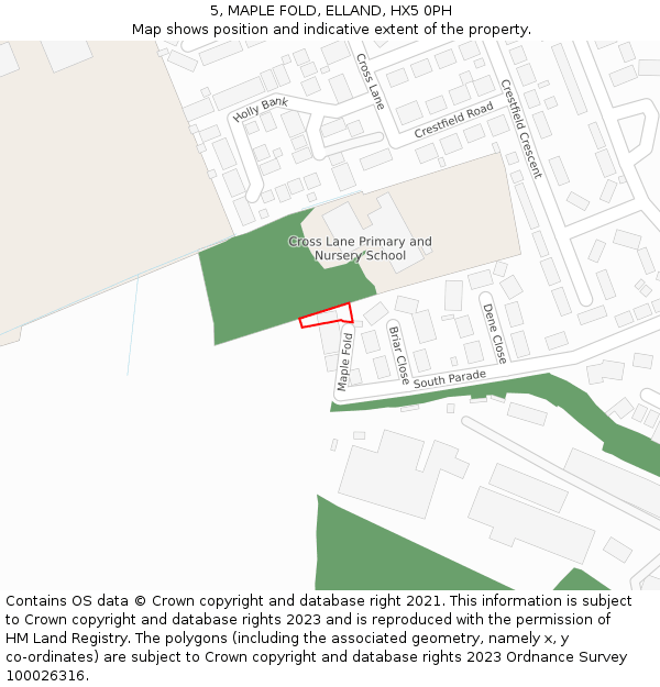 5, MAPLE FOLD, ELLAND, HX5 0PH: Location map and indicative extent of plot
