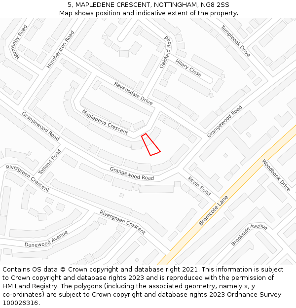 5, MAPLEDENE CRESCENT, NOTTINGHAM, NG8 2SS: Location map and indicative extent of plot