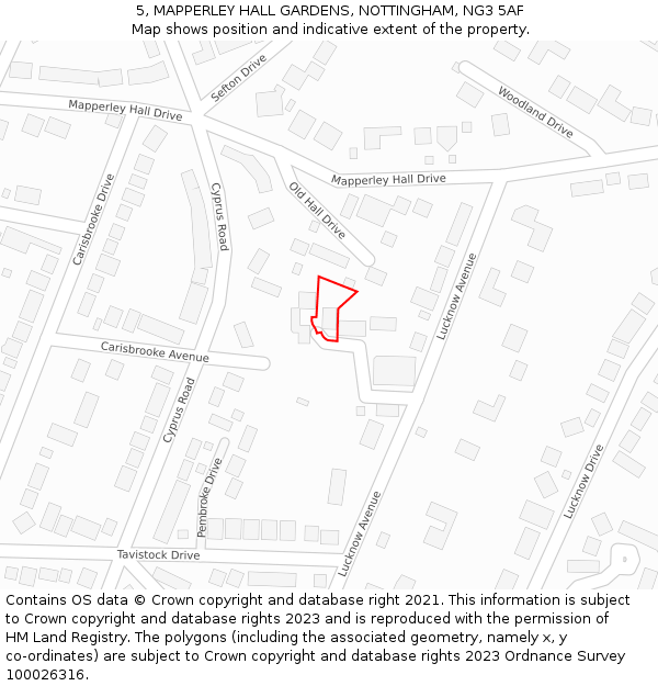 5, MAPPERLEY HALL GARDENS, NOTTINGHAM, NG3 5AF: Location map and indicative extent of plot
