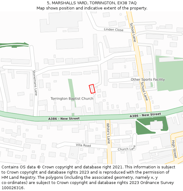 5, MARSHALLS YARD, TORRINGTON, EX38 7AQ: Location map and indicative extent of plot