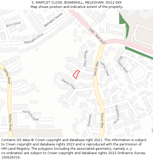 5, MARTLET CLOSE, BOWERHILL, MELKSHAM, SN12 6XX: Location map and indicative extent of plot