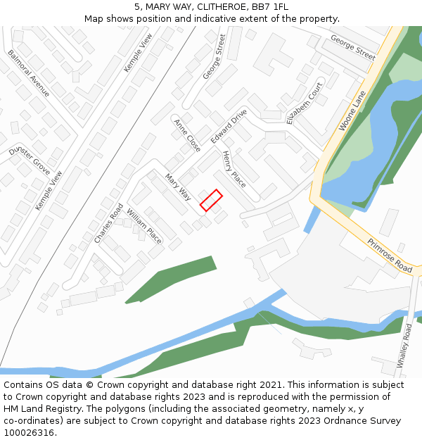 5, MARY WAY, CLITHEROE, BB7 1FL: Location map and indicative extent of plot