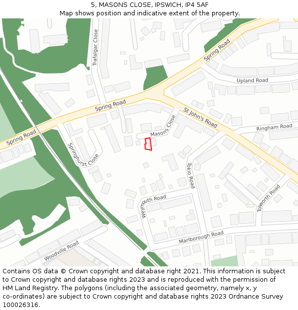 5, MASONS CLOSE, IPSWICH, IP4 5AF: Location map and indicative extent of plot