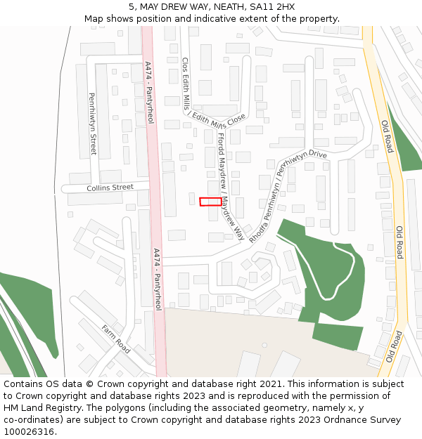 5, MAY DREW WAY, NEATH, SA11 2HX: Location map and indicative extent of plot