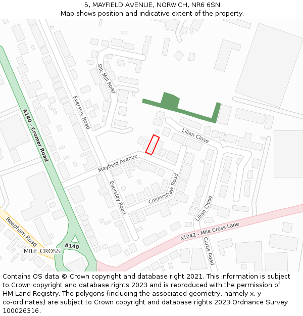5, MAYFIELD AVENUE, NORWICH, NR6 6SN: Location map and indicative extent of plot