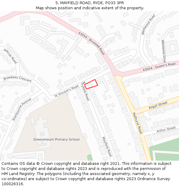 5, MAYFIELD ROAD, RYDE, PO33 3PR: Location map and indicative extent of plot