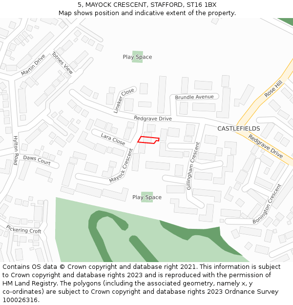 5, MAYOCK CRESCENT, STAFFORD, ST16 1BX: Location map and indicative extent of plot