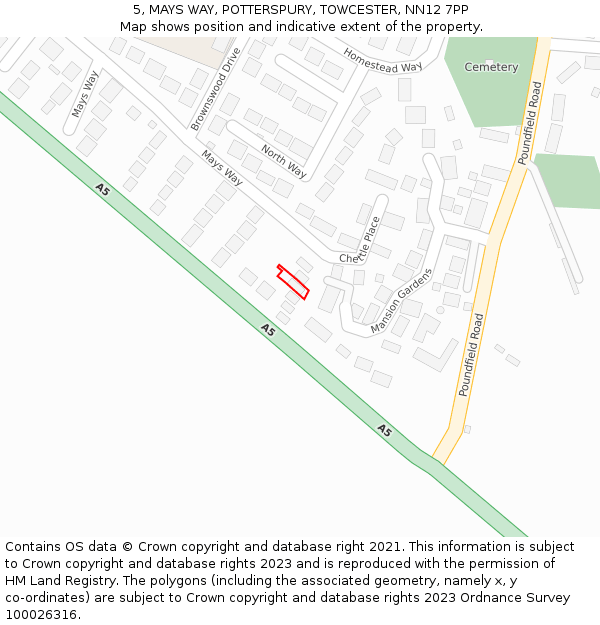 5, MAYS WAY, POTTERSPURY, TOWCESTER, NN12 7PP: Location map and indicative extent of plot