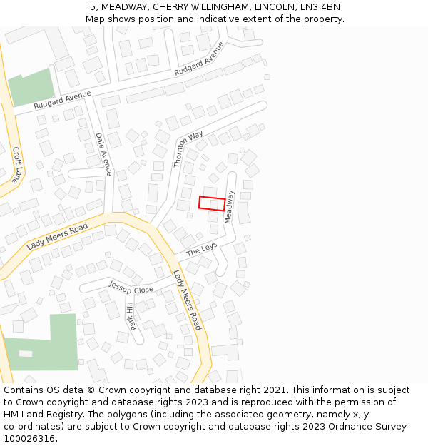 5, MEADWAY, CHERRY WILLINGHAM, LINCOLN, LN3 4BN: Location map and indicative extent of plot
