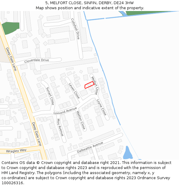 5, MELFORT CLOSE, SINFIN, DERBY, DE24 3HW: Location map and indicative extent of plot