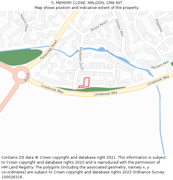 5, MEMORY CLOSE, MALDON, CM9 6XT: Location map and indicative extent of plot