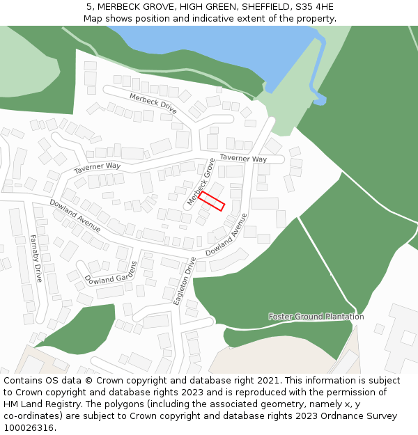 5, MERBECK GROVE, HIGH GREEN, SHEFFIELD, S35 4HE: Location map and indicative extent of plot