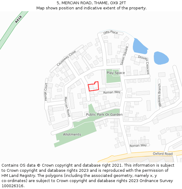 5, MERCIAN ROAD, THAME, OX9 2FT: Location map and indicative extent of plot