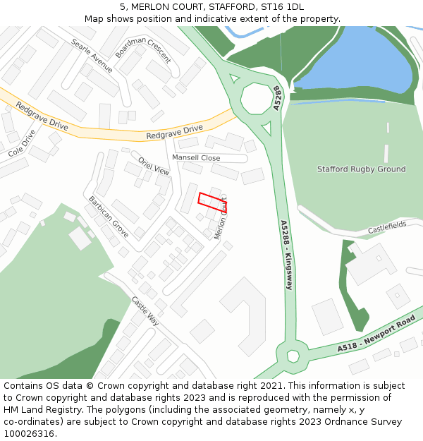 5, MERLON COURT, STAFFORD, ST16 1DL: Location map and indicative extent of plot