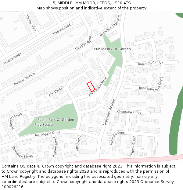 5, MIDDLEHAM MOOR, LEEDS, LS10 4TS: Location map and indicative extent of plot