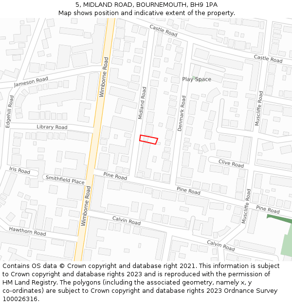 5, MIDLAND ROAD, BOURNEMOUTH, BH9 1PA: Location map and indicative extent of plot