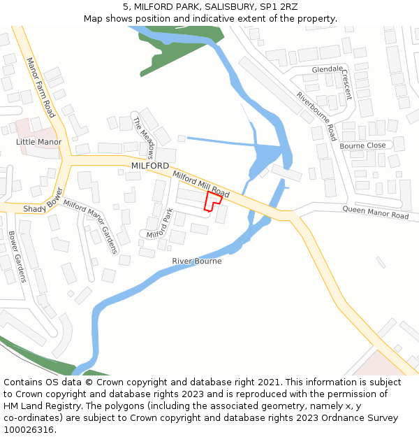 5, MILFORD PARK, SALISBURY, SP1 2RZ: Location map and indicative extent of plot