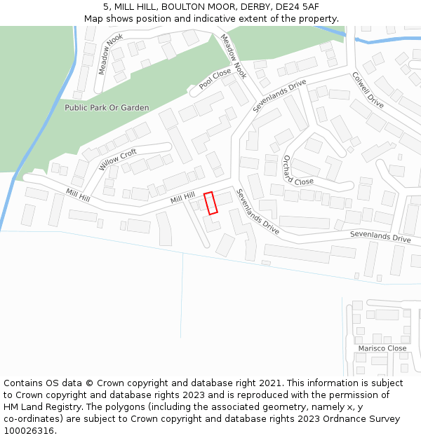 5, MILL HILL, BOULTON MOOR, DERBY, DE24 5AF: Location map and indicative extent of plot