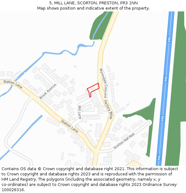 5, MILL LANE, SCORTON, PRESTON, PR3 1NN: Location map and indicative extent of plot