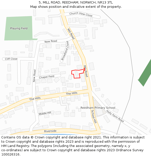 5, MILL ROAD, REEDHAM, NORWICH, NR13 3TL: Location map and indicative extent of plot