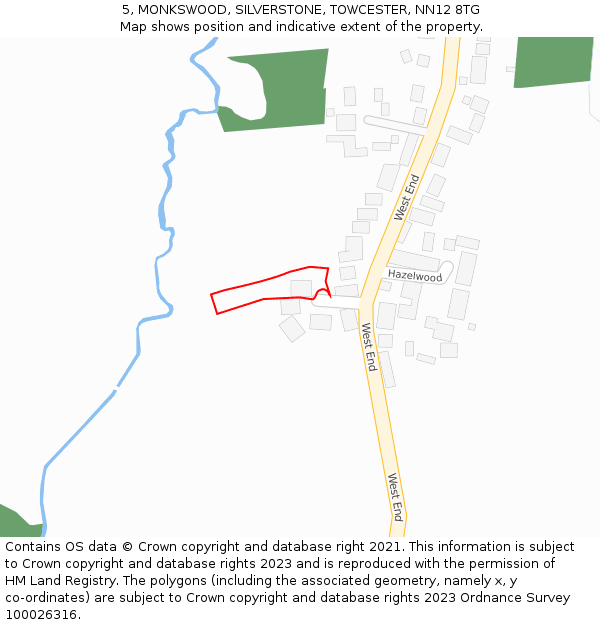5, MONKSWOOD, SILVERSTONE, TOWCESTER, NN12 8TG: Location map and indicative extent of plot