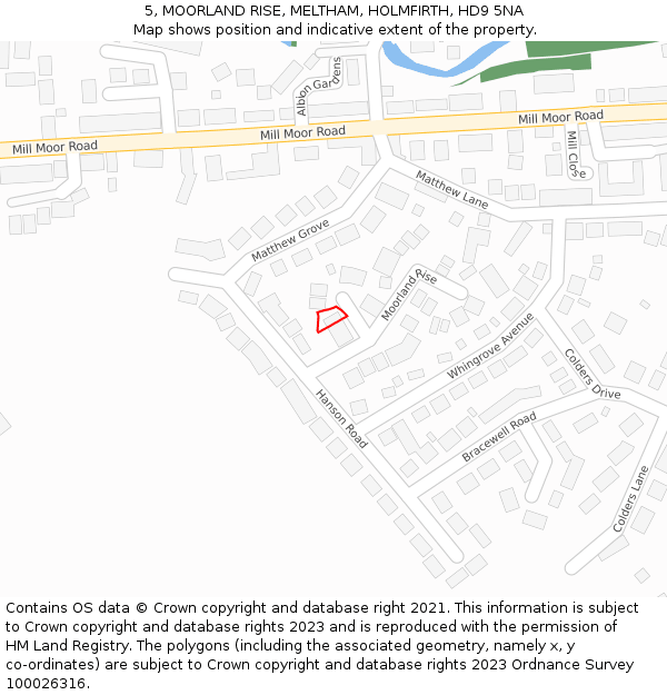 5, MOORLAND RISE, MELTHAM, HOLMFIRTH, HD9 5NA: Location map and indicative extent of plot