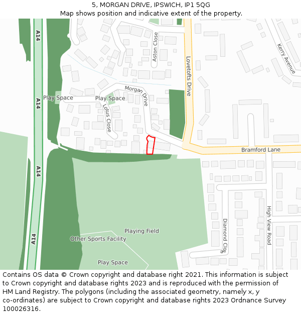 5, MORGAN DRIVE, IPSWICH, IP1 5QG: Location map and indicative extent of plot