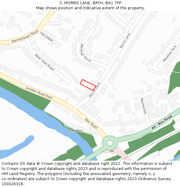 5, MORRIS LANE, BATH, BA1 7PP: Location map and indicative extent of plot