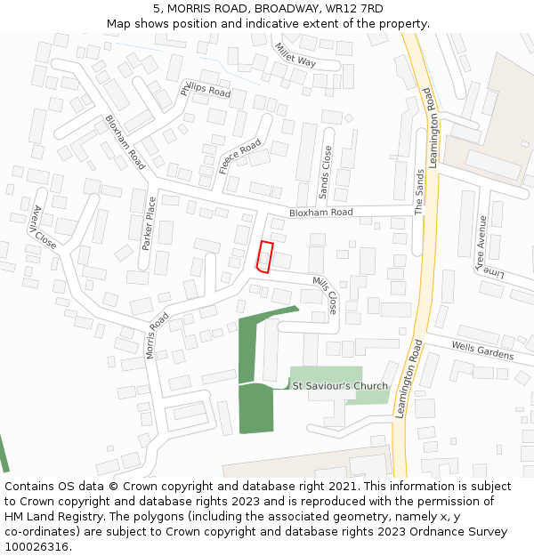 5, MORRIS ROAD, BROADWAY, WR12 7RD: Location map and indicative extent of plot