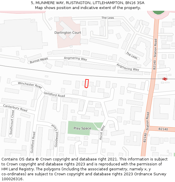 5, MUNMERE WAY, RUSTINGTON, LITTLEHAMPTON, BN16 3SA: Location map and indicative extent of plot