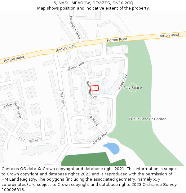 5, NASH MEADOW, DEVIZES, SN10 2GQ: Location map and indicative extent of plot