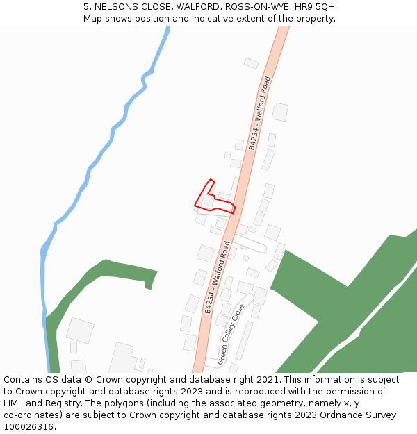 5, NELSONS CLOSE, WALFORD, ROSS-ON-WYE, HR9 5QH: Location map and indicative extent of plot