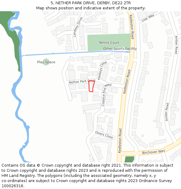 5, NETHER PARK DRIVE, DERBY, DE22 2TR: Location map and indicative extent of plot