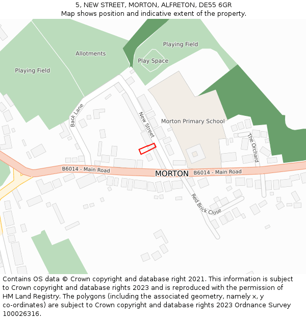 5, NEW STREET, MORTON, ALFRETON, DE55 6GR: Location map and indicative extent of plot