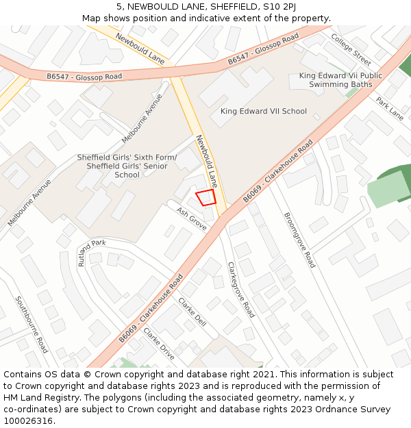 5, NEWBOULD LANE, SHEFFIELD, S10 2PJ: Location map and indicative extent of plot