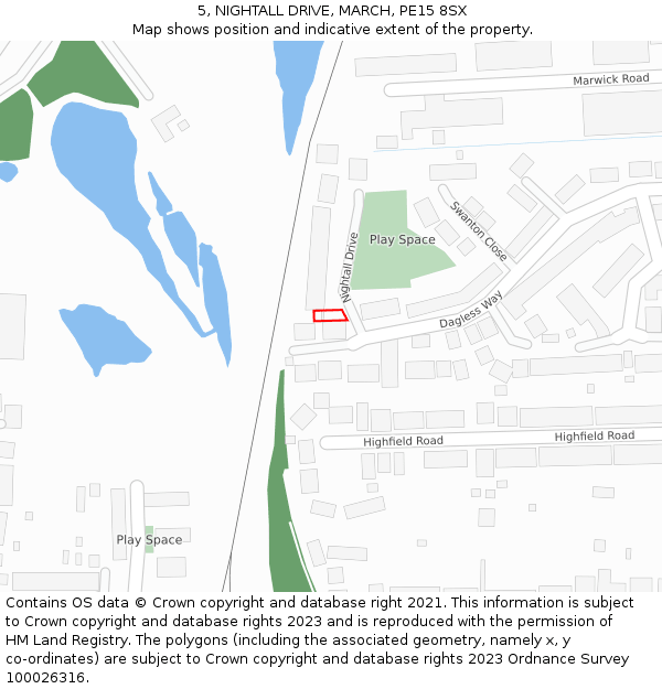 5, NIGHTALL DRIVE, MARCH, PE15 8SX: Location map and indicative extent of plot
