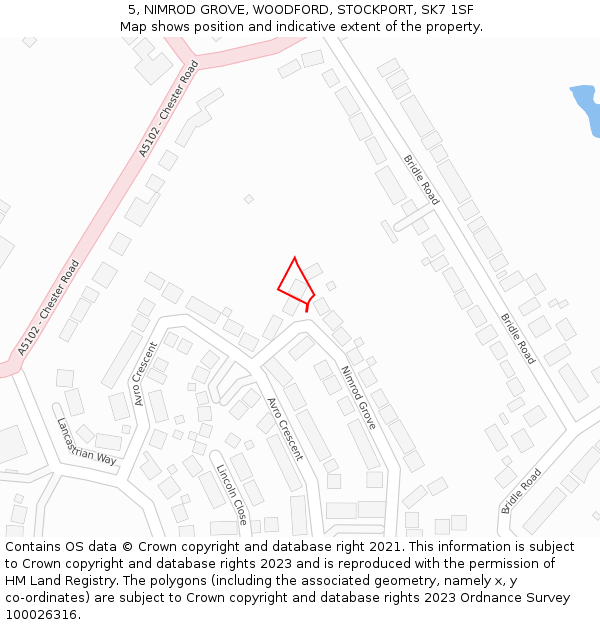 5, NIMROD GROVE, WOODFORD, STOCKPORT, SK7 1SF: Location map and indicative extent of plot