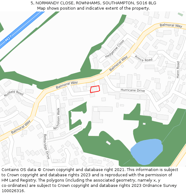 5, NORMANDY CLOSE, ROWNHAMS, SOUTHAMPTON, SO16 8LG: Location map and indicative extent of plot