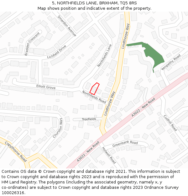 5, NORTHFIELDS LANE, BRIXHAM, TQ5 8RS: Location map and indicative extent of plot
