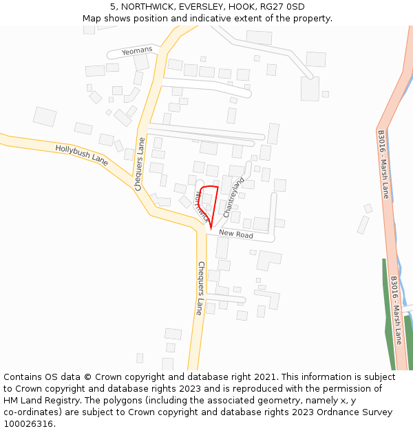 5, NORTHWICK, EVERSLEY, HOOK, RG27 0SD: Location map and indicative extent of plot