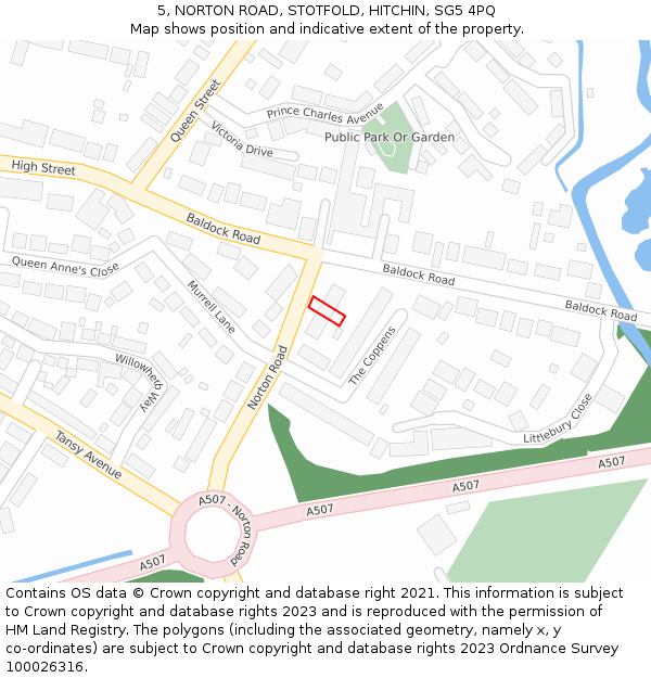 5, NORTON ROAD, STOTFOLD, HITCHIN, SG5 4PQ: Location map and indicative extent of plot
